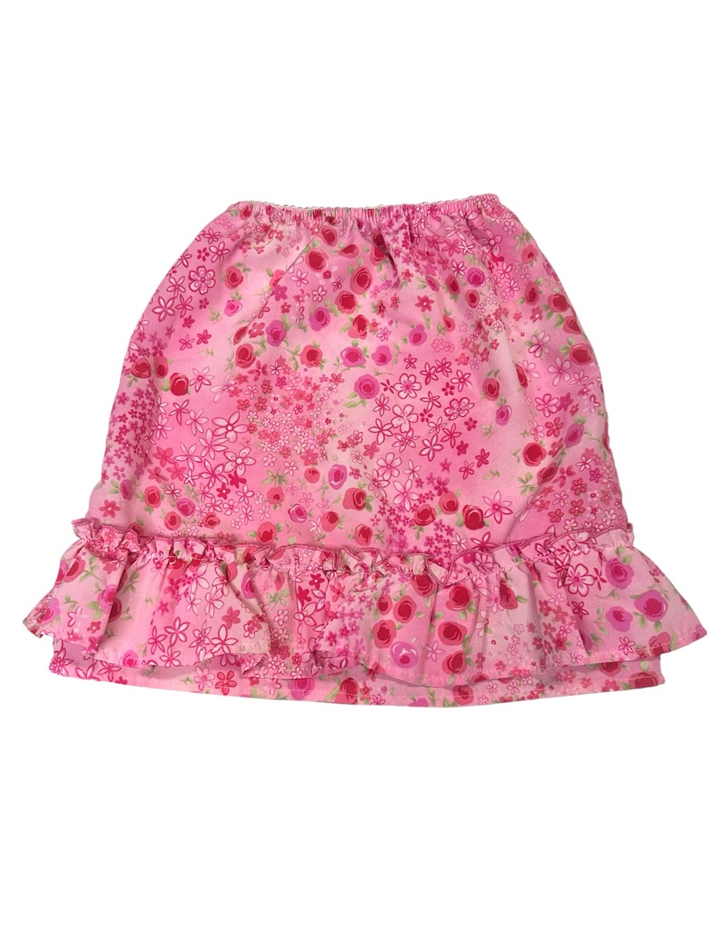 Vintage Y2K Girls Pink Floral Ruffle Skirt Cottagecore Made In Canada Size 6